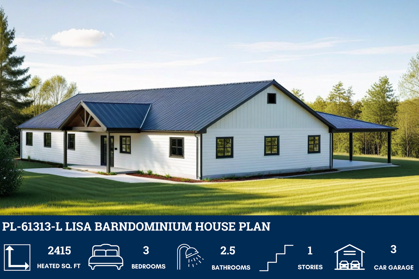 PL-61313-L Lisa Barndominium House Plan