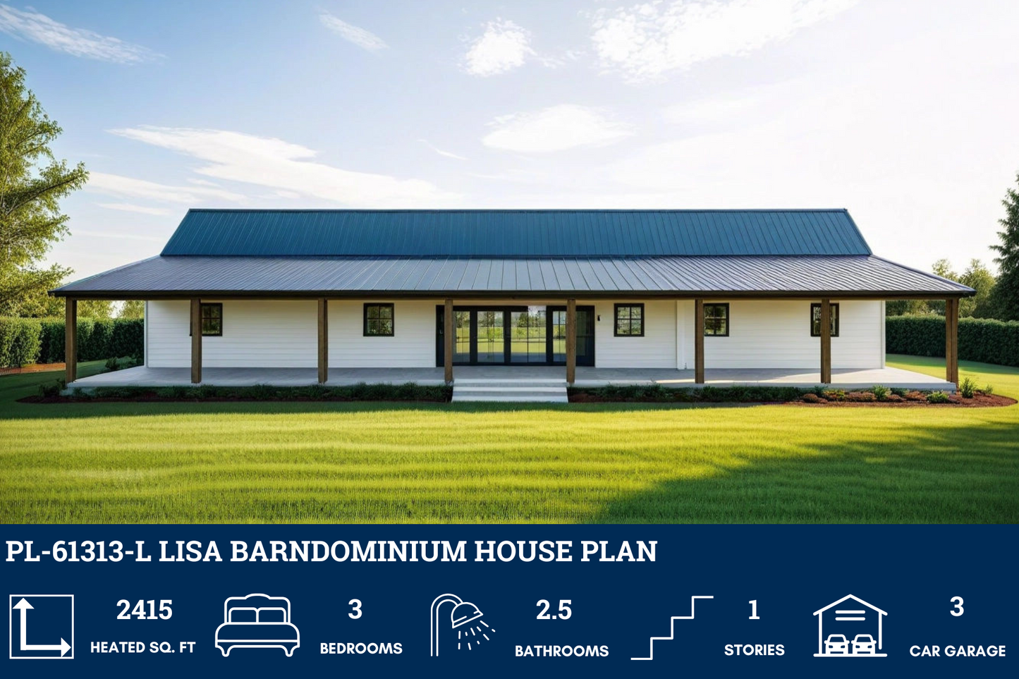PL-61313-L Lisa Barndominium House Plan