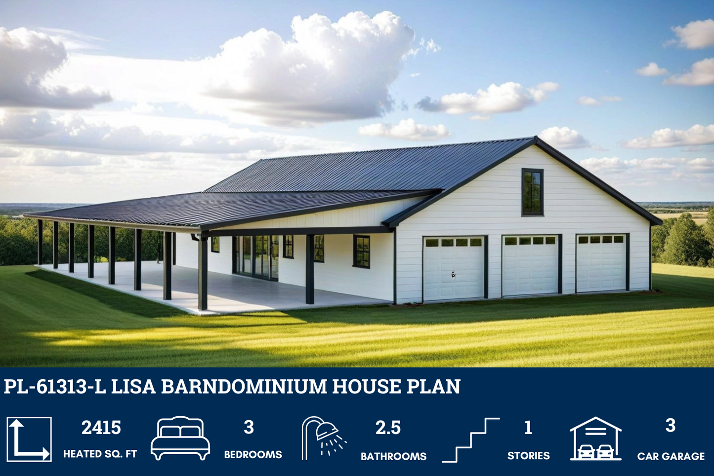 PL-61313-L Lisa Barndominium House Plan