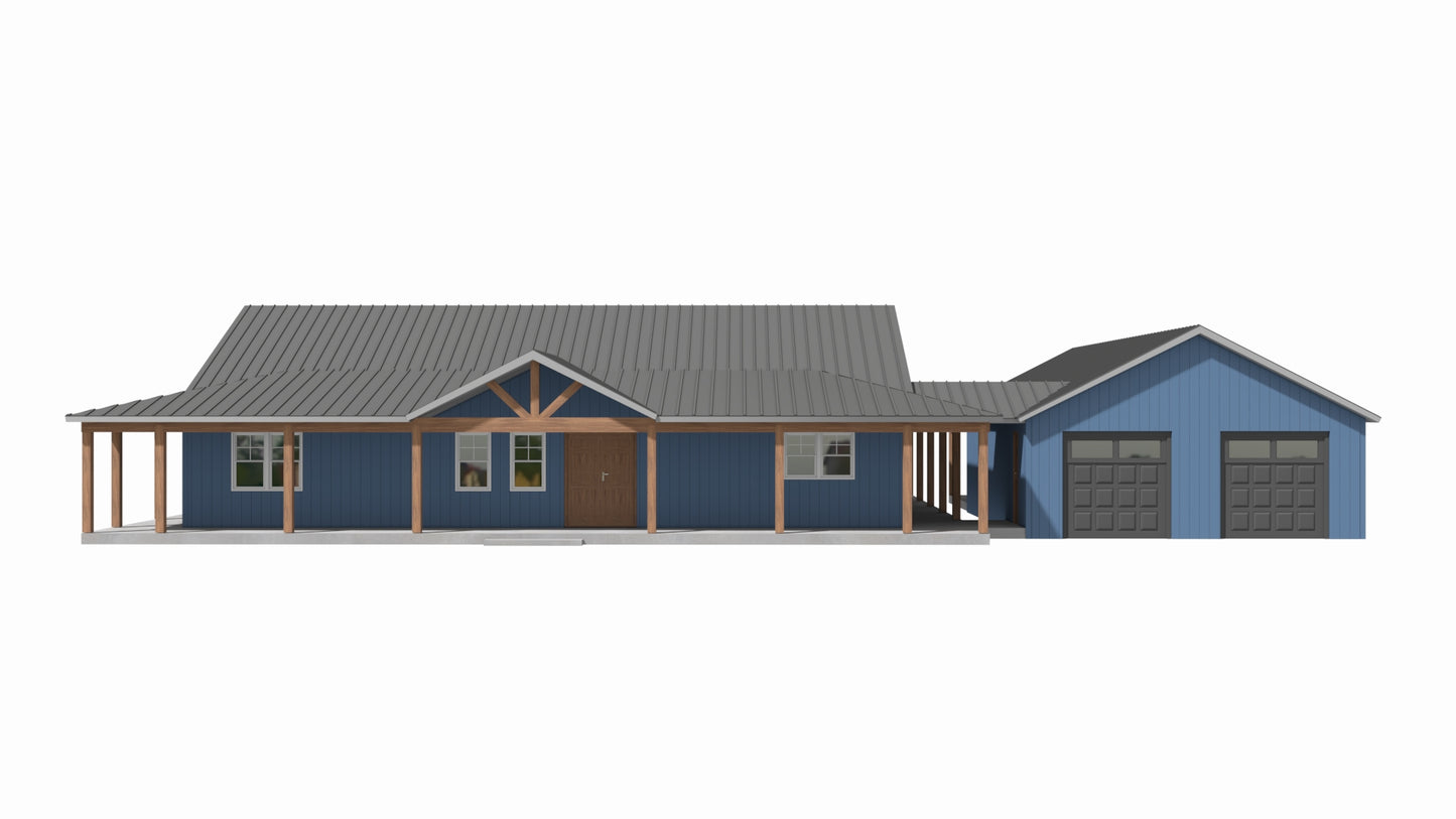PL-61313-N Nathan Barndominium House Plan