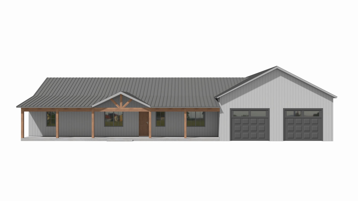 PL-61313-T Trinity Barndominium House Plan