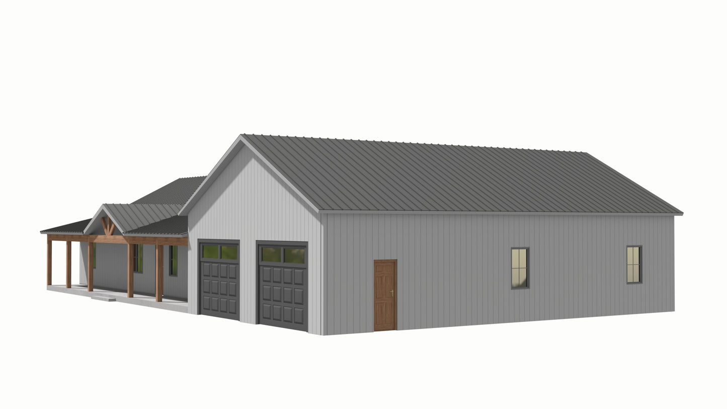 PL-61313-T Trinity Barndominium House Plan