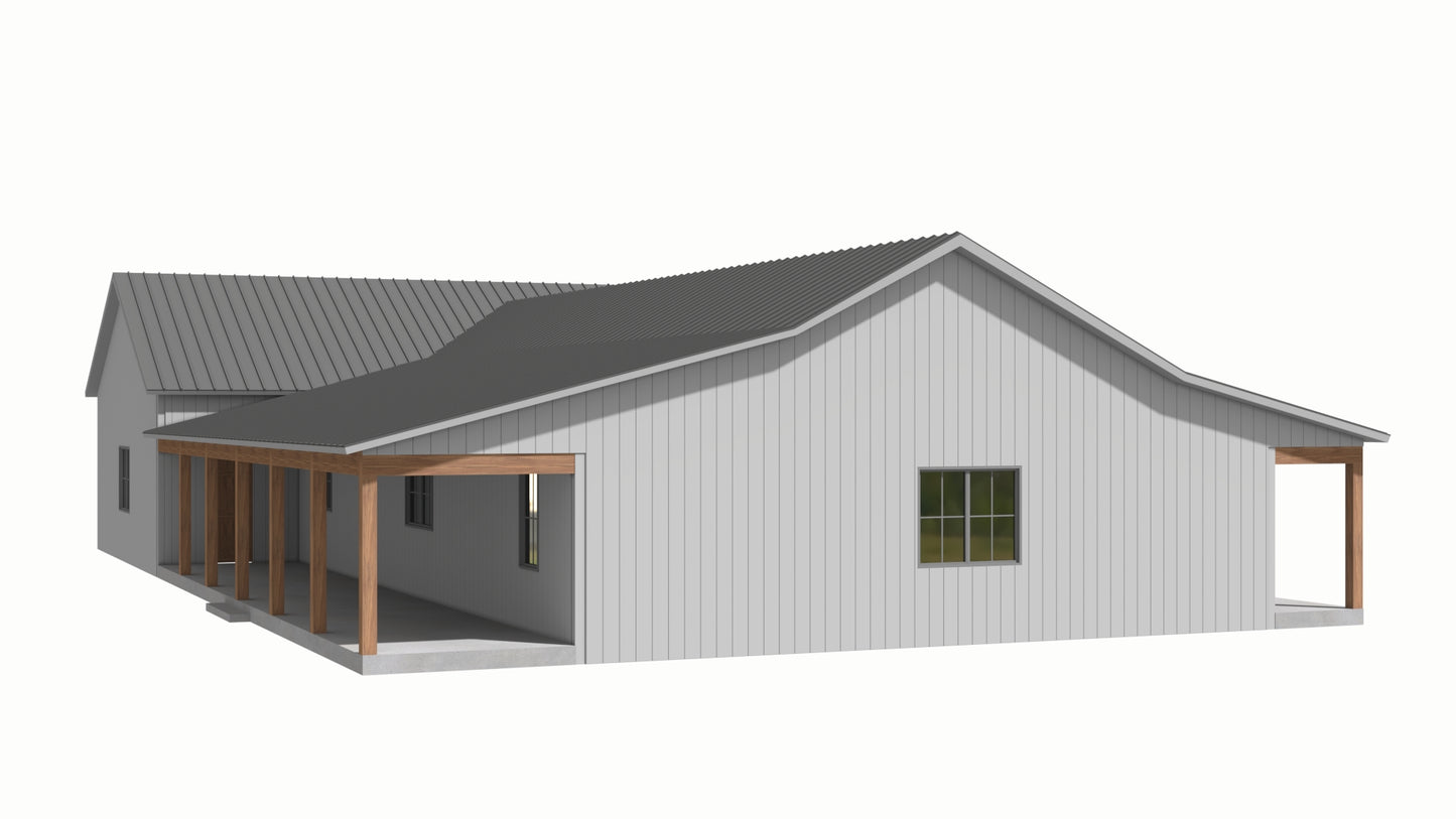 PL-61313-T Trinity Barndominium House Plan