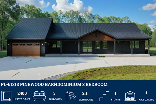 PL-61313 Pinewood Barndominium House Plan