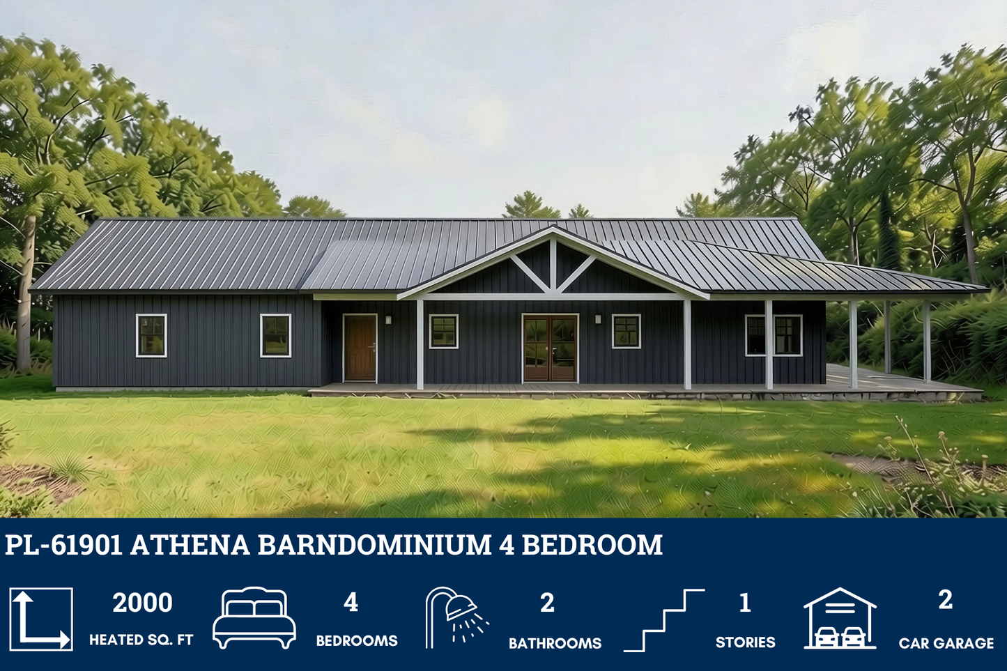 PL-61901 Athena Barndominium House Plan