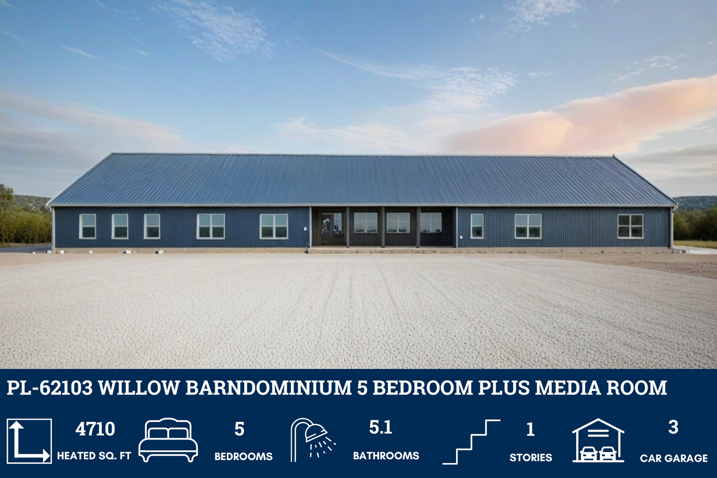 PL-62103 Willow Barndominium House Plans