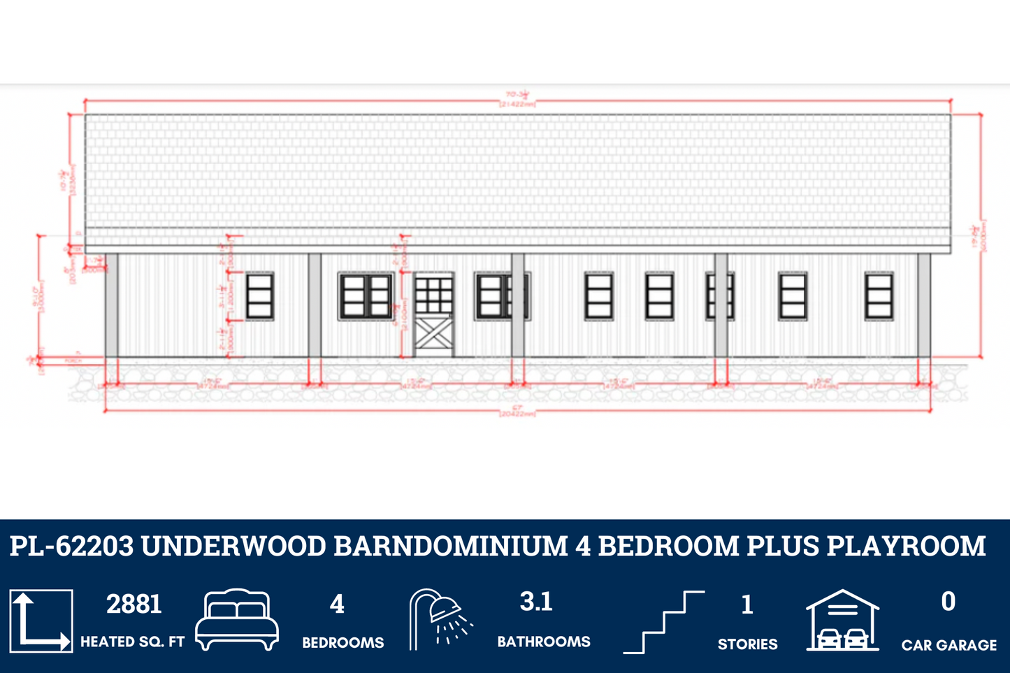 PL-62203 Underwood Barndominium House Plans