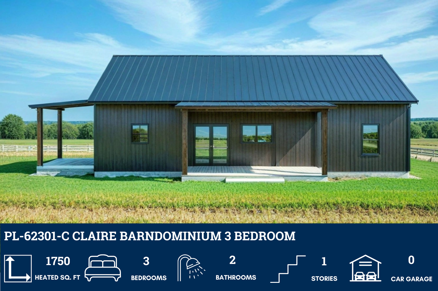 PL-62301-C Claire Barndominium House Plan