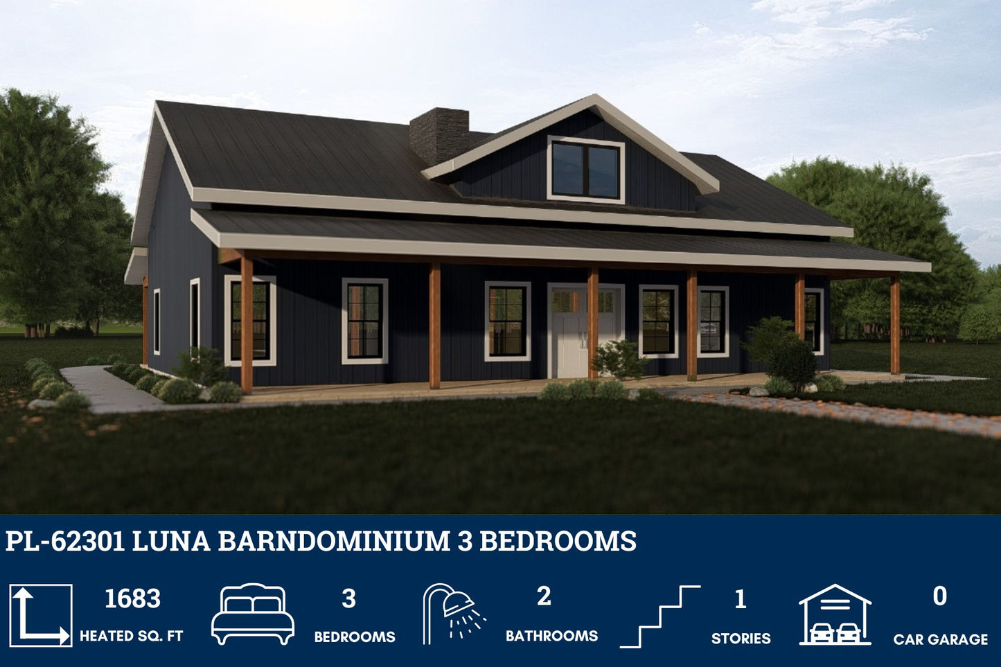 PL-62301 Luna Barndominium House Plan