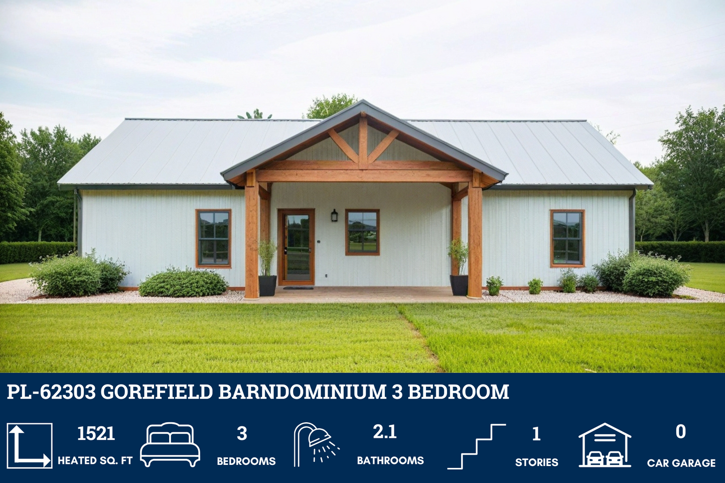 PL-62303 Gorefield Barndominium House Plans