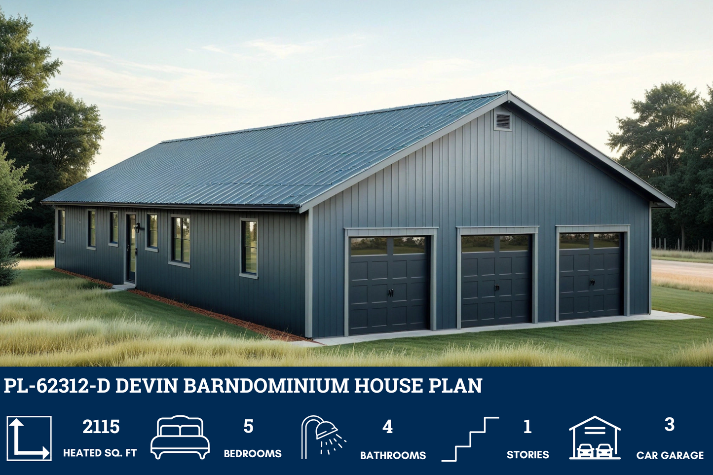PL-62312-D Devin Barndominium House Plan