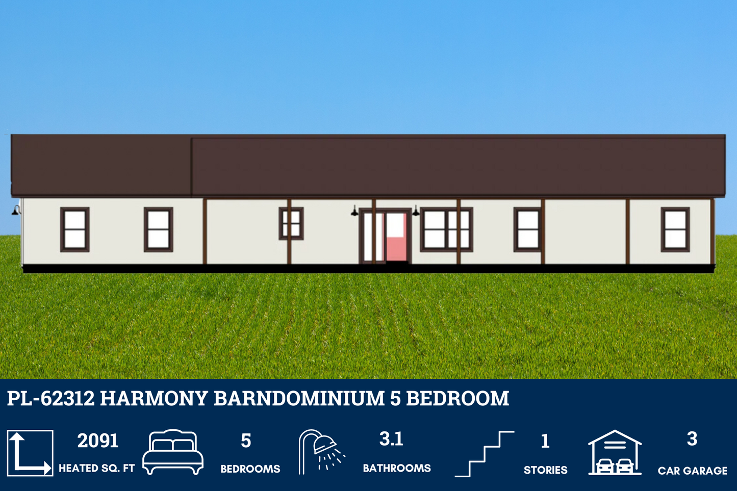 PL-62312 Harmony Barndominium House Plan