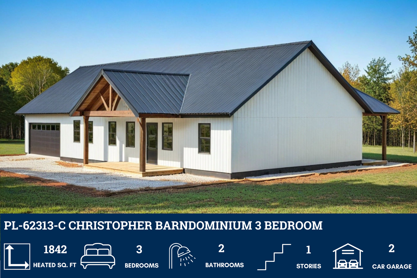 PL-62313-C Christopher Barndominium House Plan
