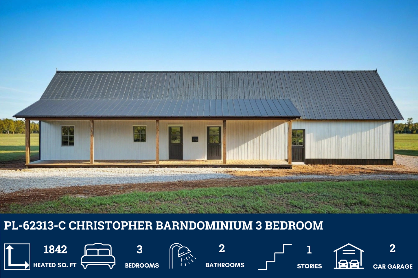 PL-62313-C Christopher Barndominium House Plan