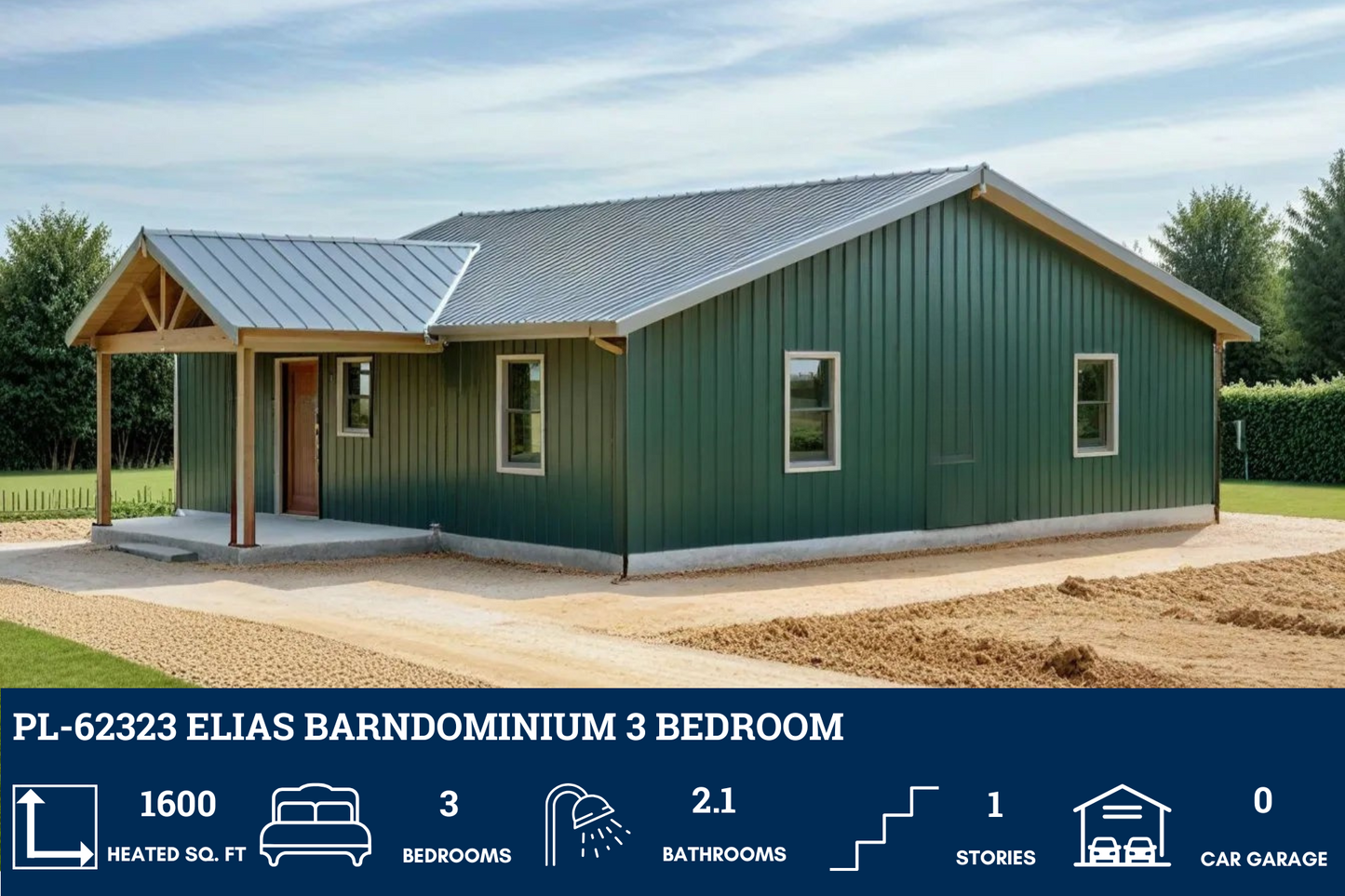 PL-62323 Elias Barndominium House Plan