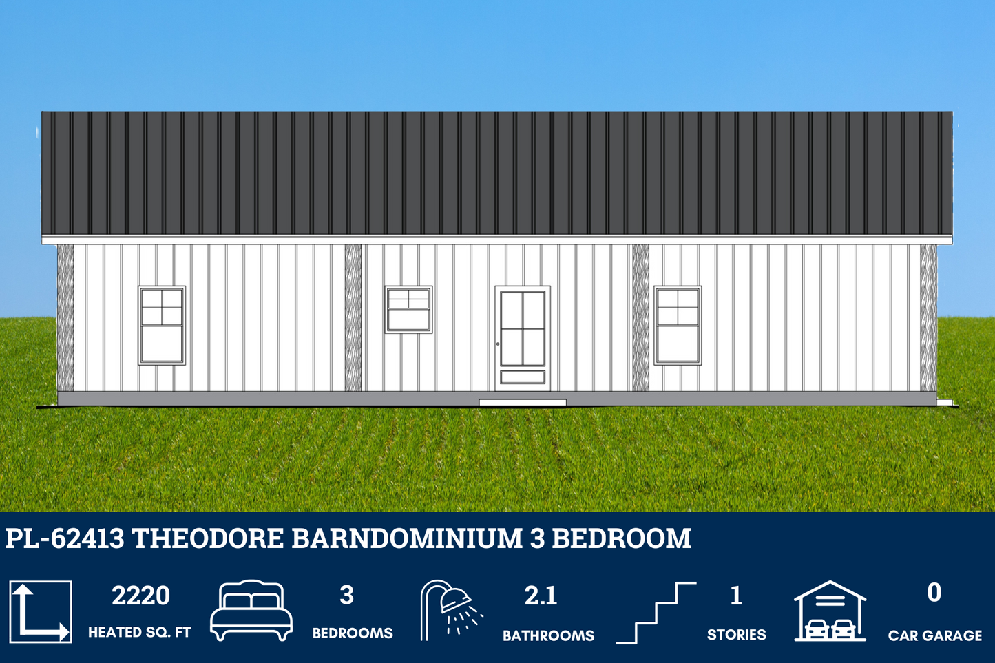 PL-62413 Theodore Barndominium House Plan