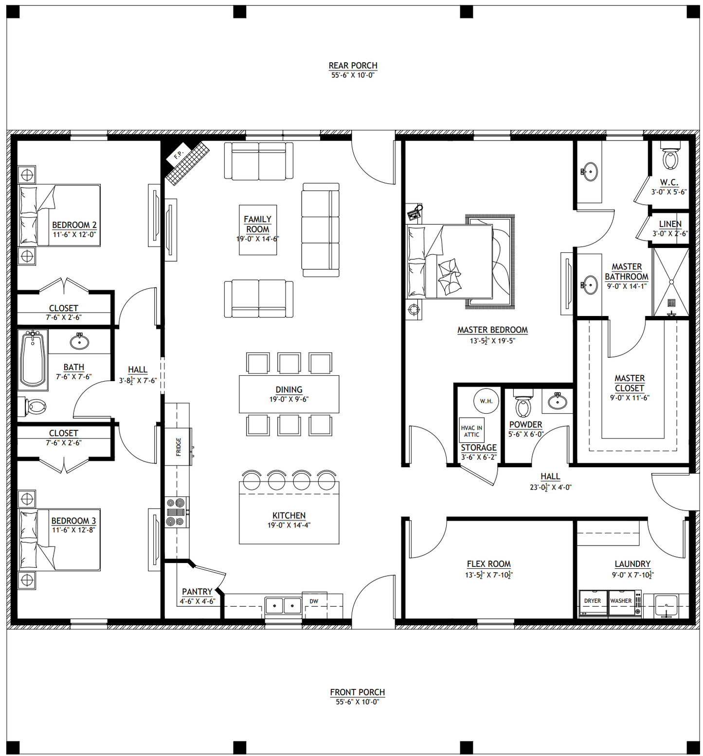 PL-62413 Theodore Barndominium House Plan