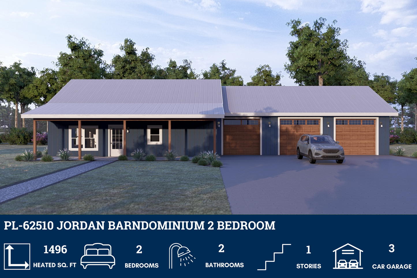 PL-62510 Jordan Barndominium House Plan