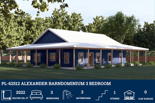 PL-62512 Alexander Barndominium House Plan