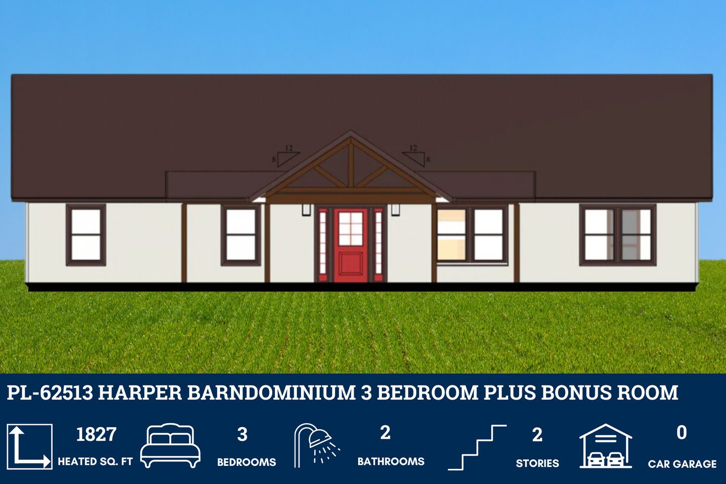 PL-62513 Harper Barndominium House Plan