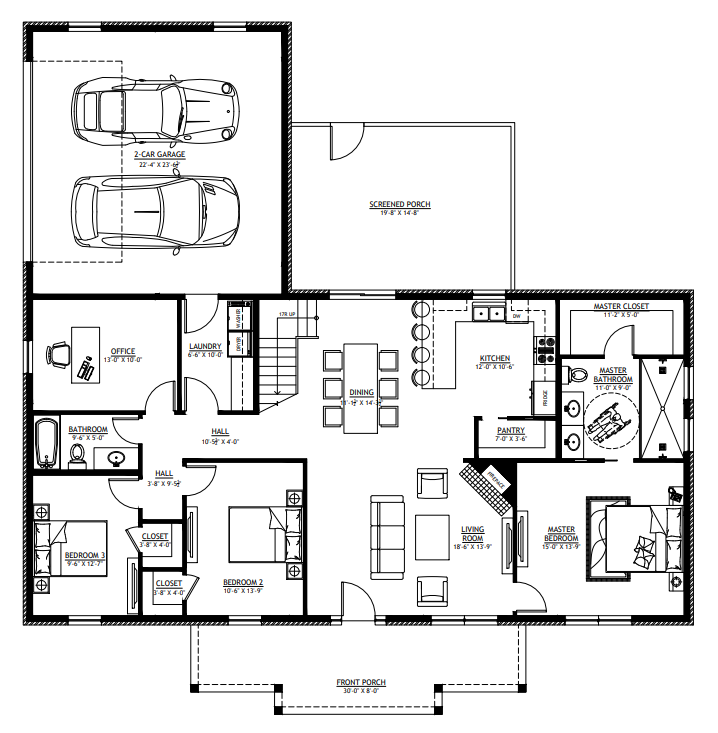PL-62513-W Wooddale Barndominium House Plan