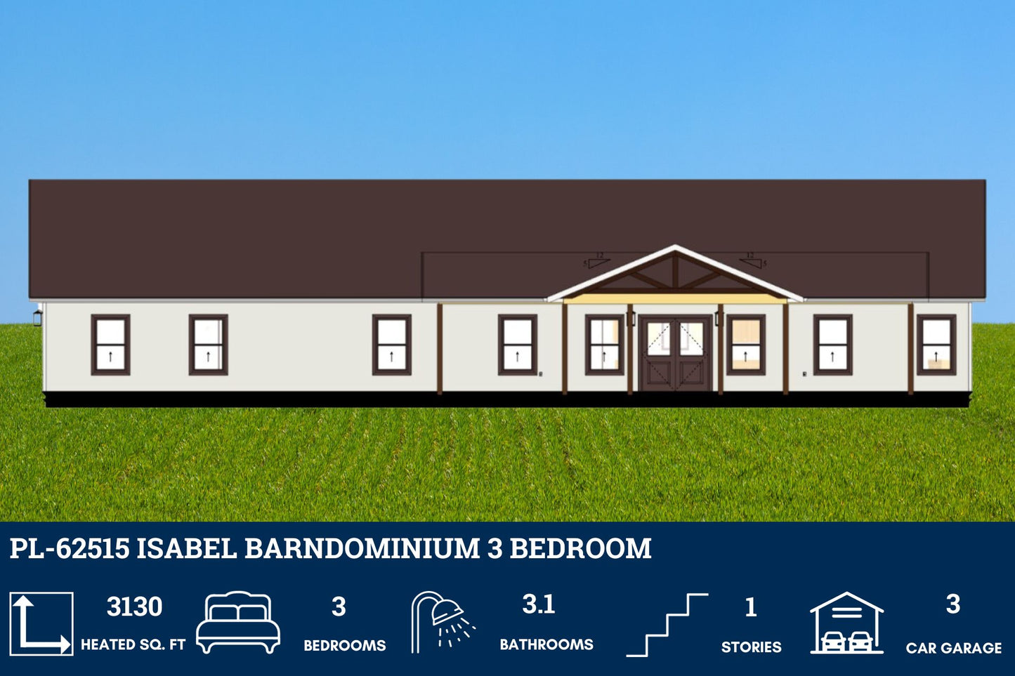 PL-62515 Isabel Barndominium House Plan