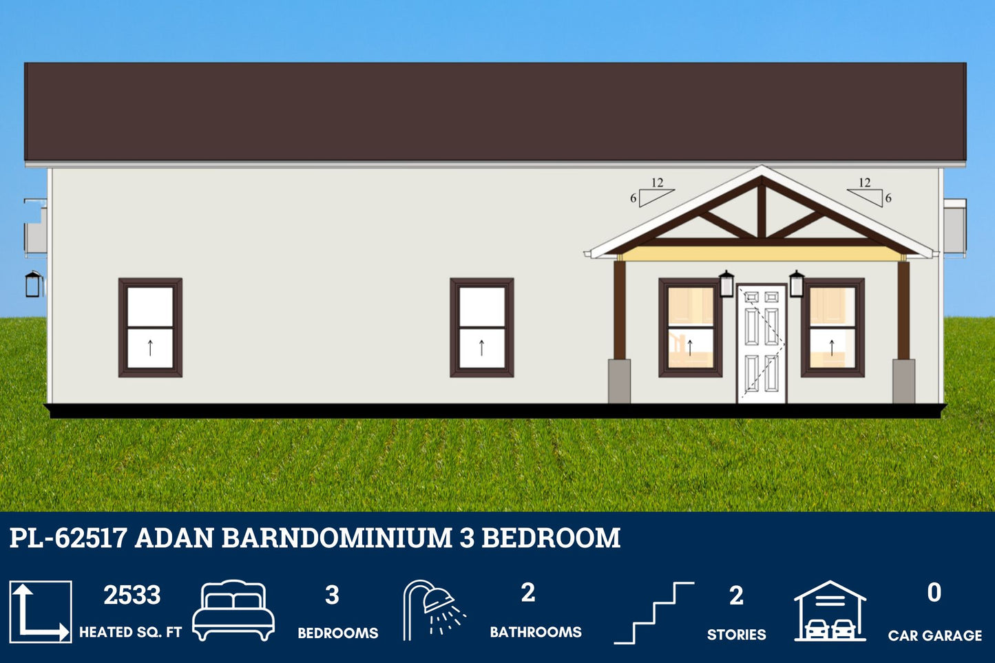 PL-62517 Adan Barndominium House Plan