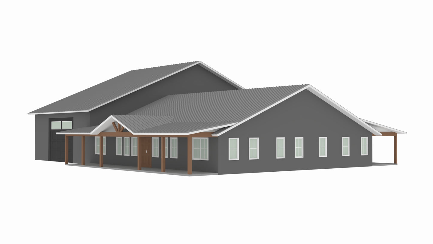PL-62519-B Bellweather Barndominium House Plan