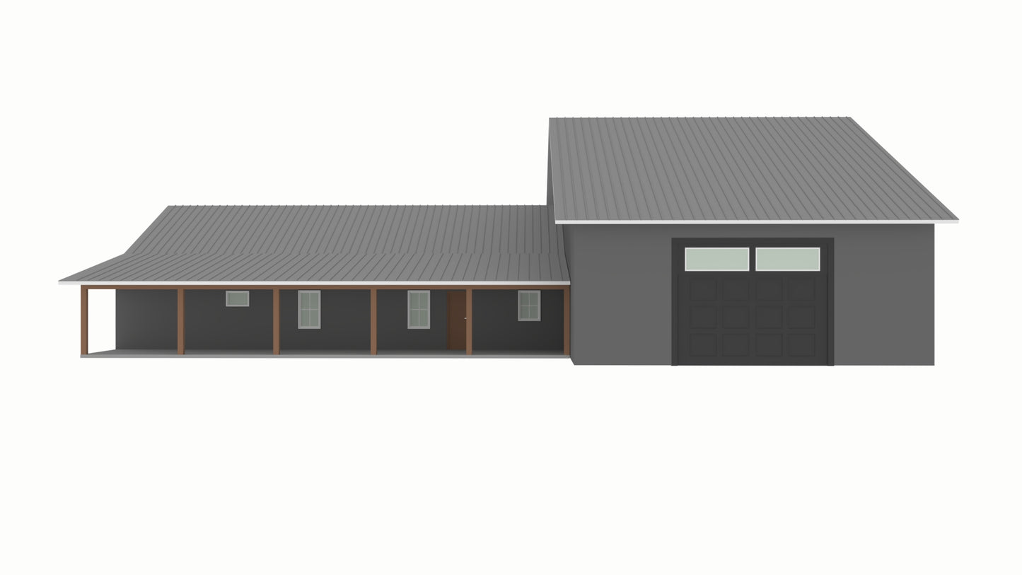 PL-62519-B Bellweather Barndominium House Plan