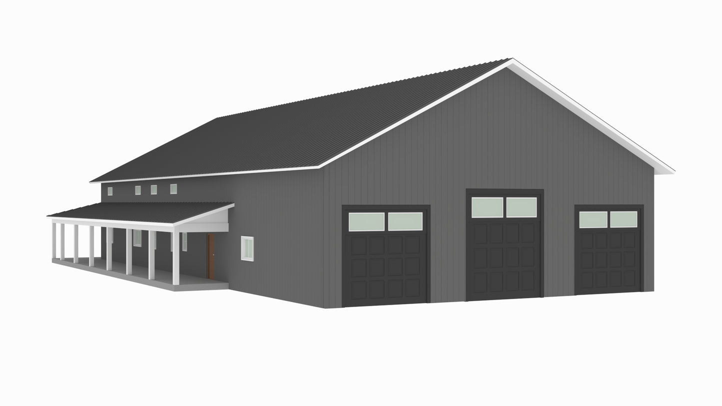 PL-62519-R Ross Barndominium House Plan