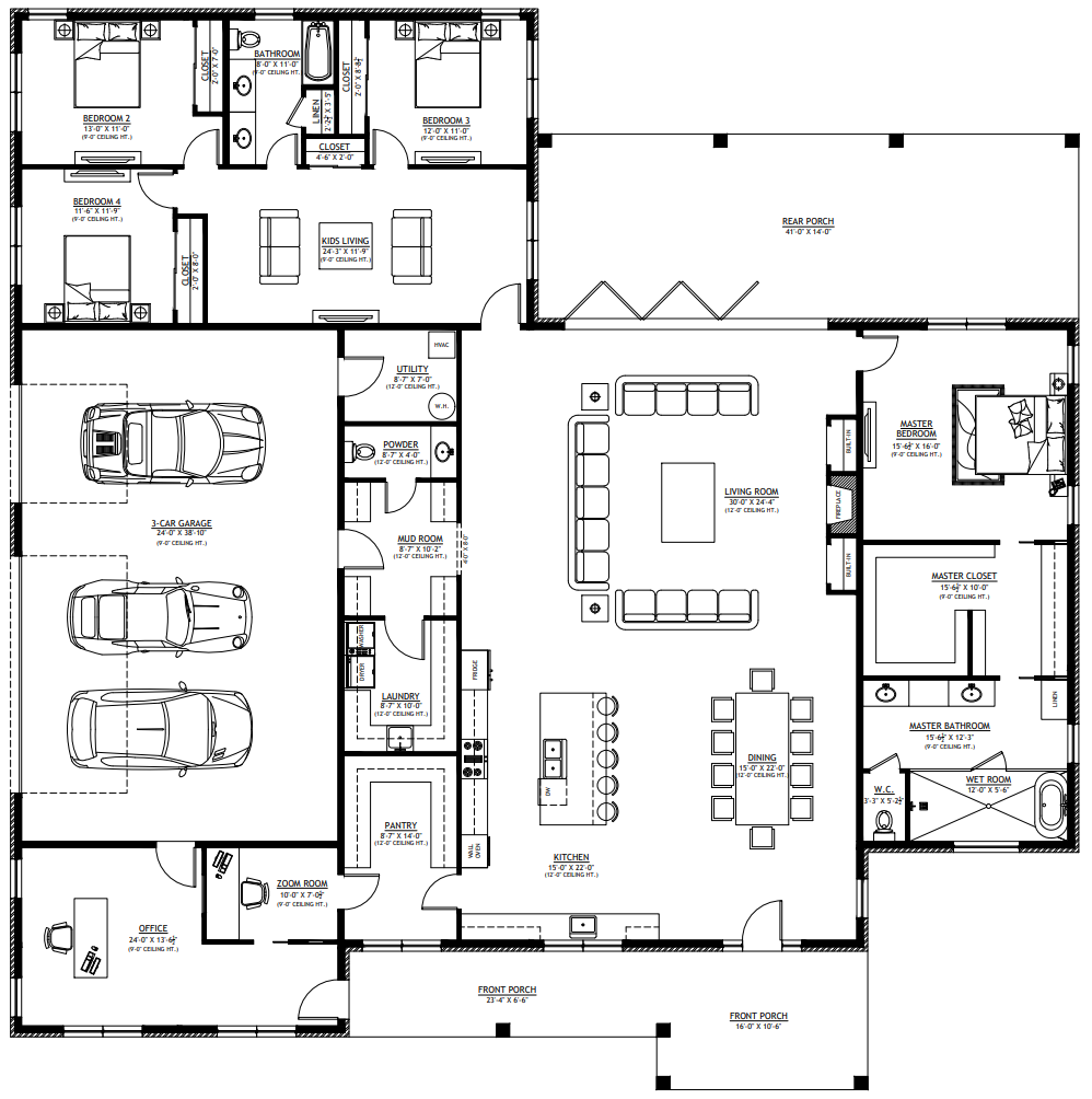 PL-62650-S Somerset Barndominium House Plan