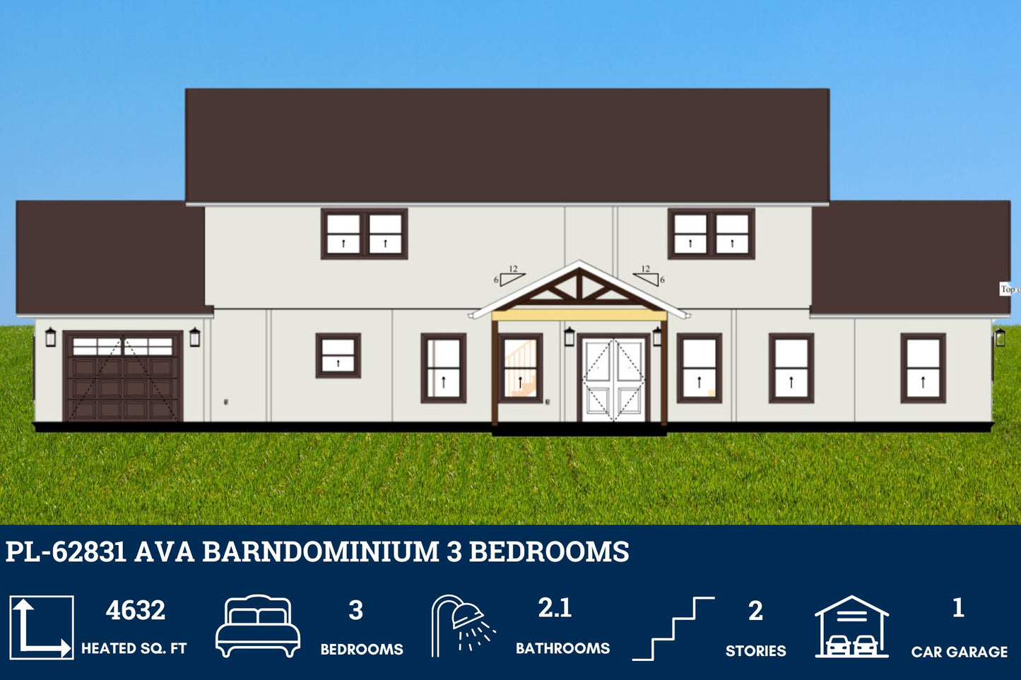 PL-62831 Ava Barndominium House Plan