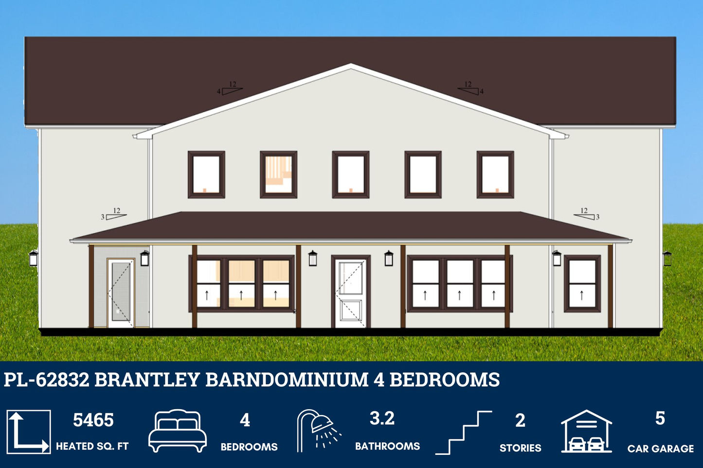 PL-62832 Brantley Barndominium House Plan