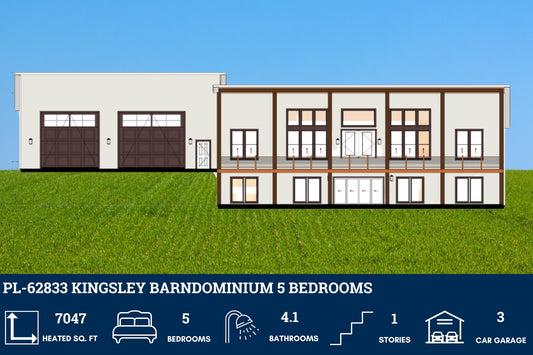 PL-62833 Kingsley Barndominium House Plan