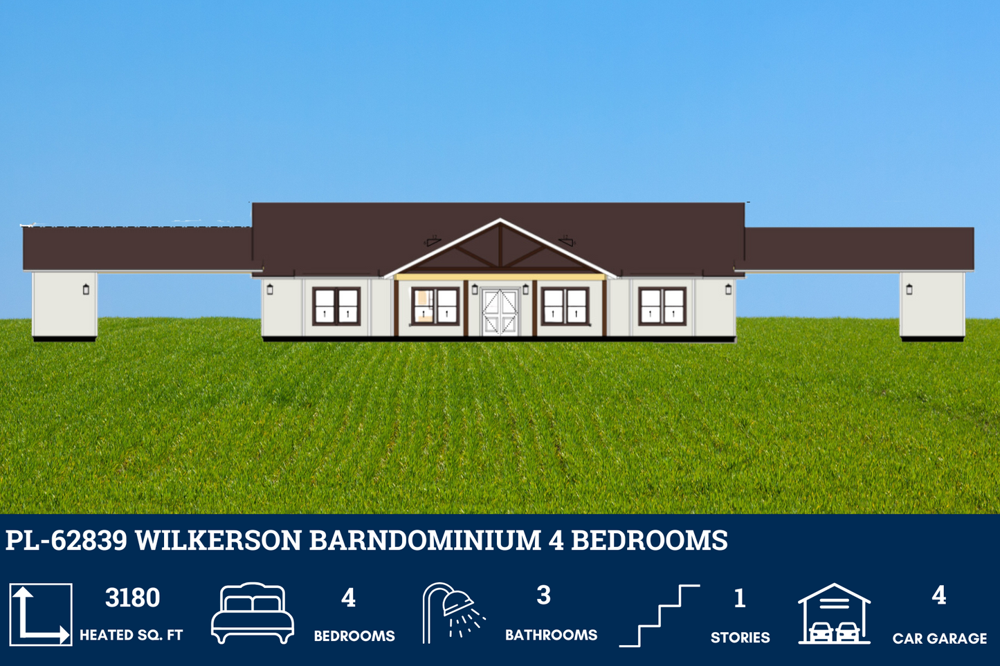 PL-62839 Wilkerson Barndominium House Plan