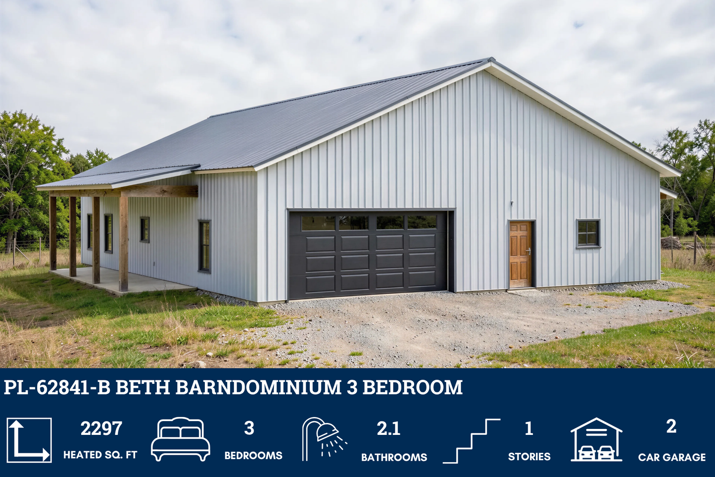PL-62841-B Beth Barndominium House Plan