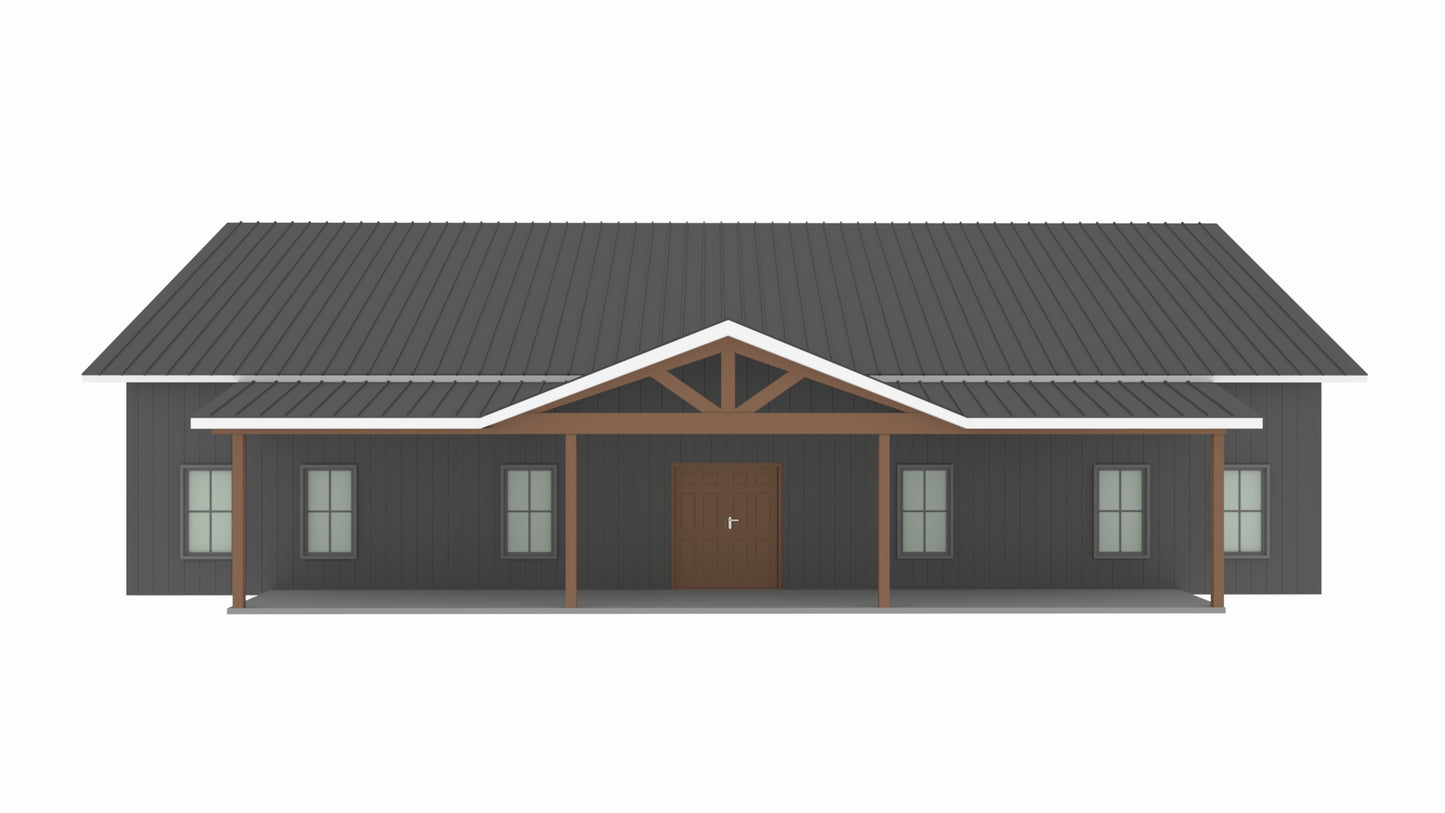 PL-62841-B Beth Barndominium House Plan
