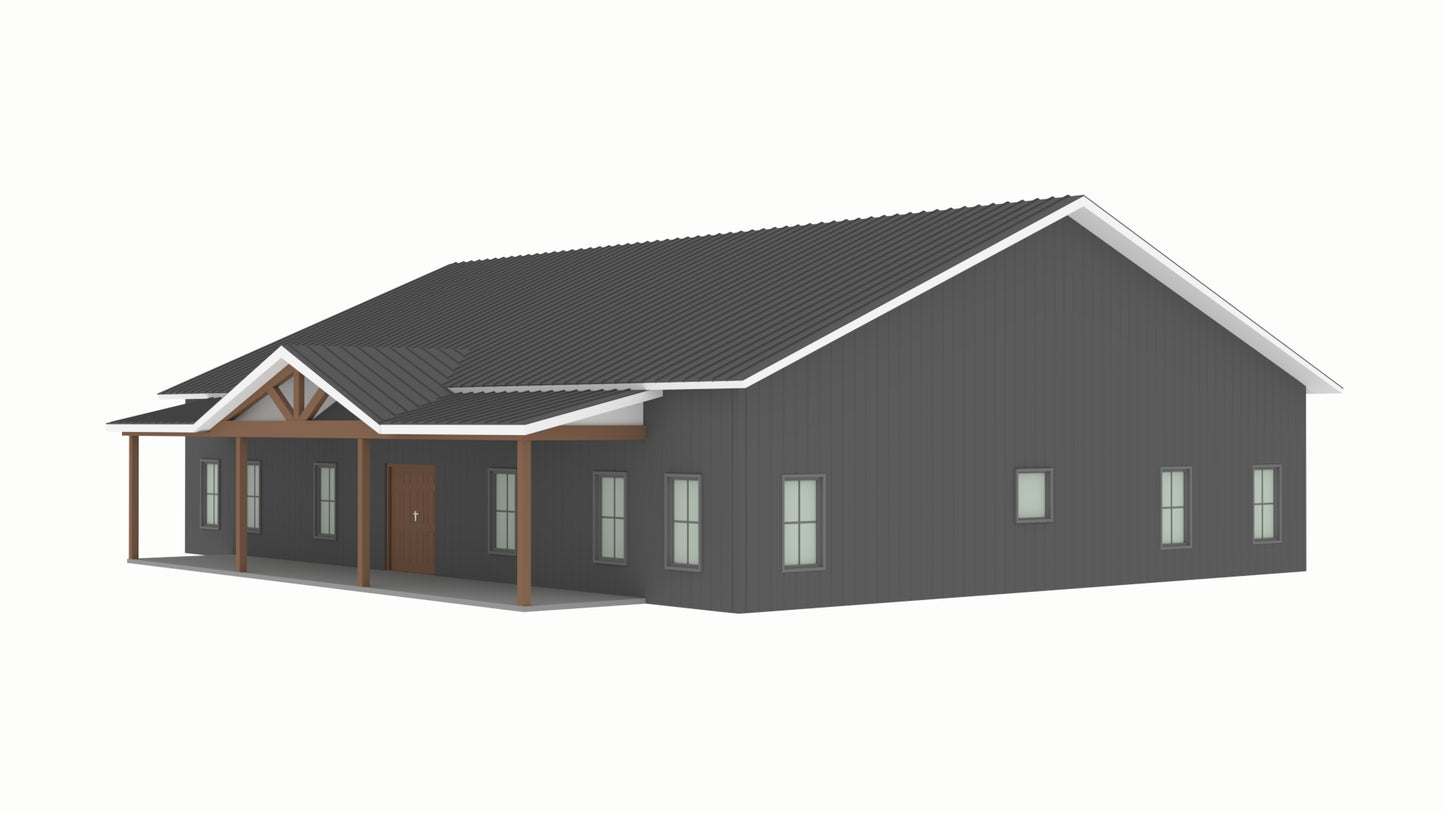 PL-62841-B Beth Barndominium House Plan