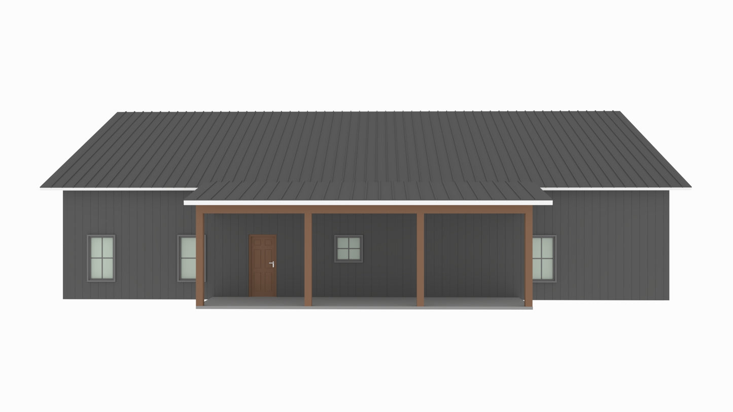 PL-62841-B Beth Barndominium House Plan