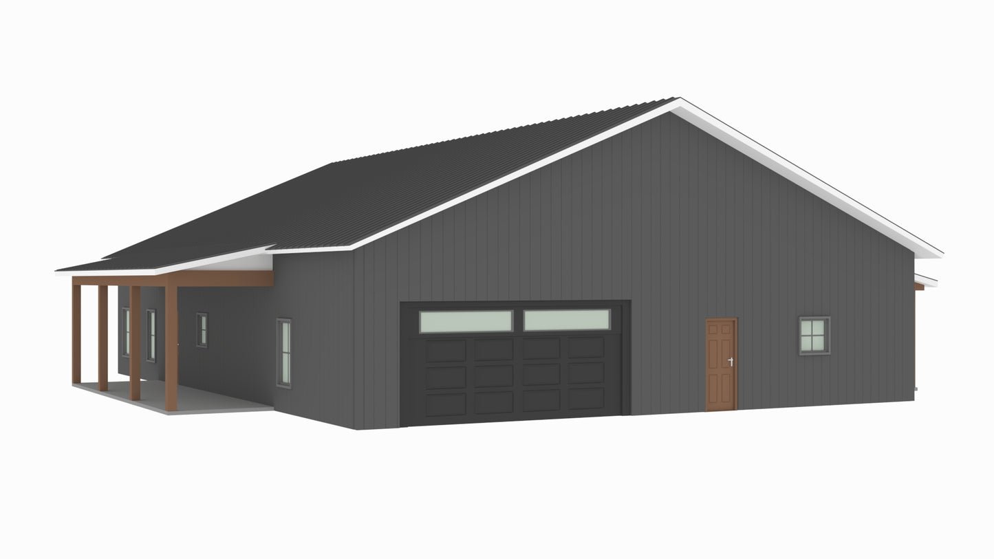 PL-62841-B Beth Barndominium House Plan