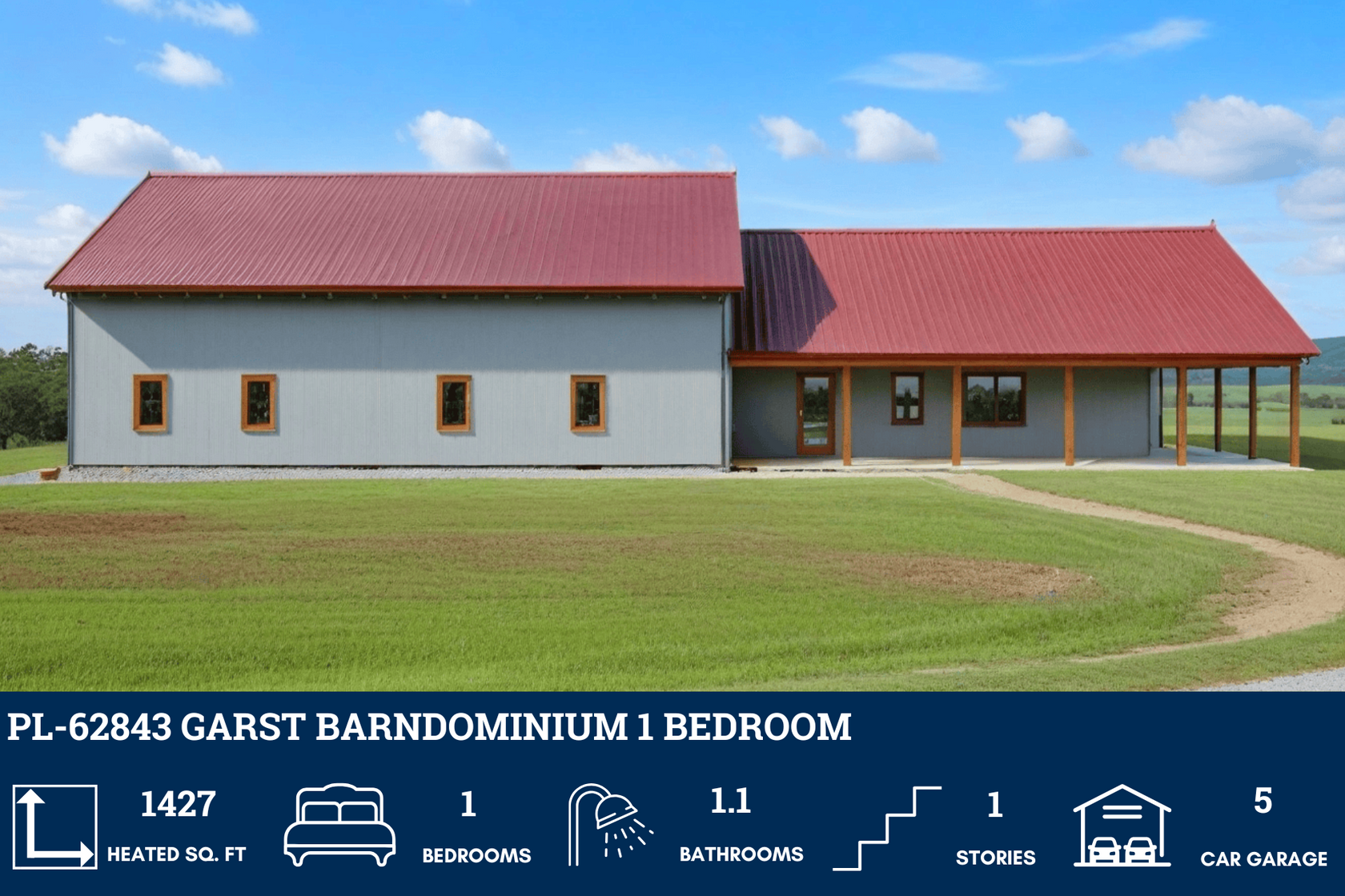 PL-62843 Garst Barndominium House Plan – Barndominium Plans