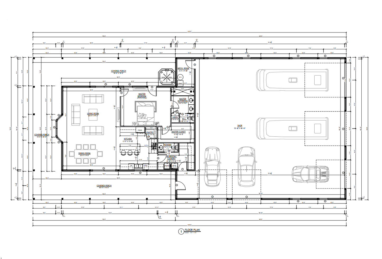 PL-62843 Garst Barndominium House Plan