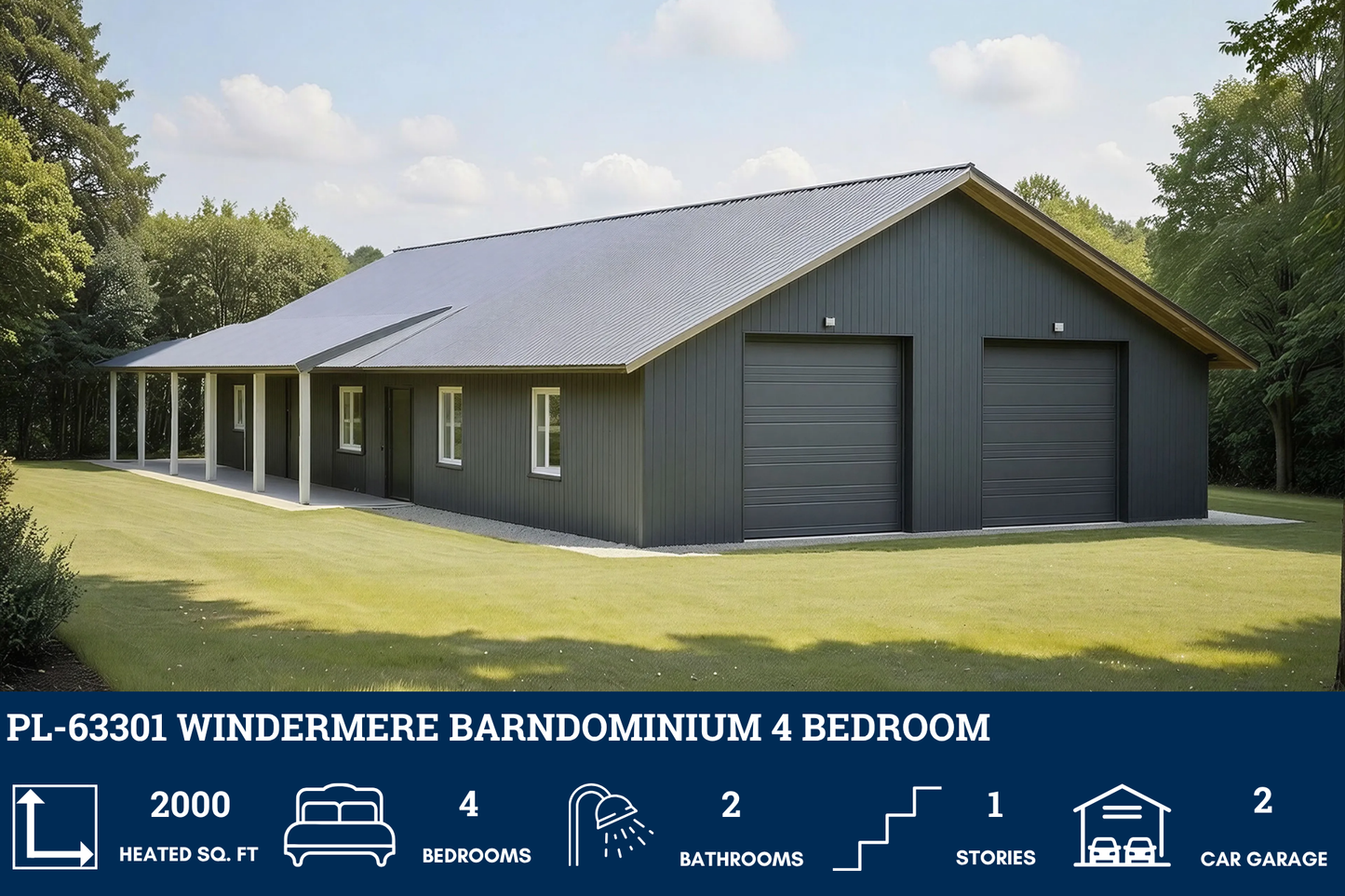 PL-63301 Windermere Barndominium House Plan
