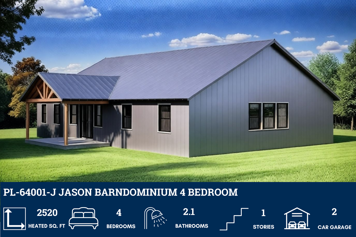 PL-64001-J Jason Barndominium House Plan