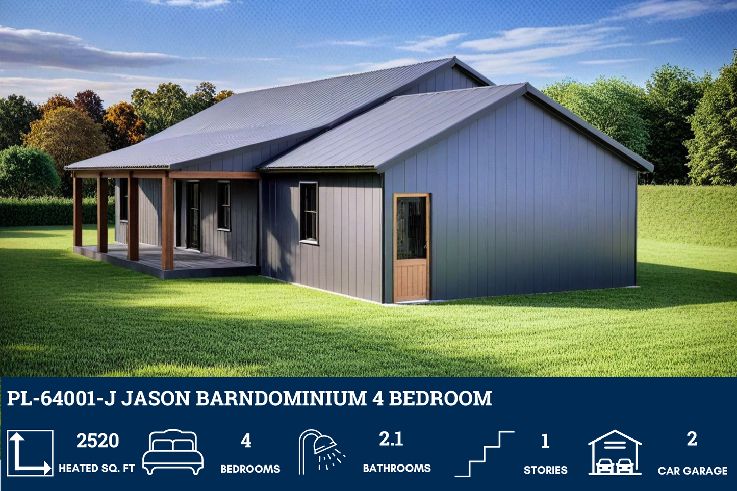 PL-64001-J Jason Barndominium House Plan