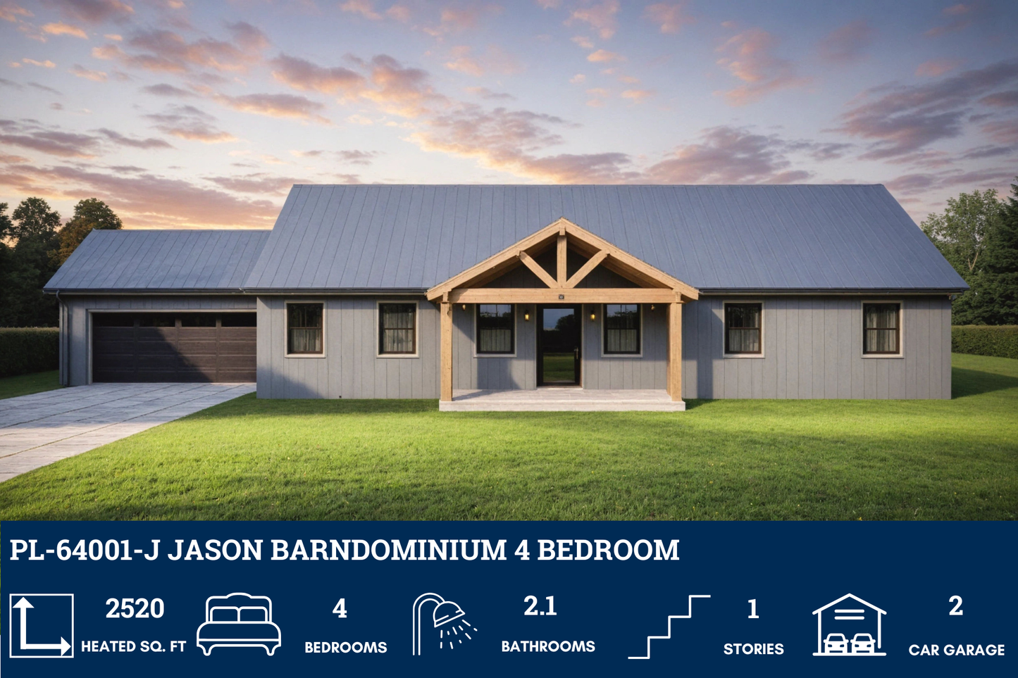 PL-64001-J Jason Barndominium House Plan