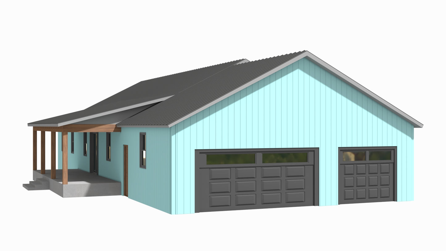 PL-64001-T Tanner Barndominium House Plan