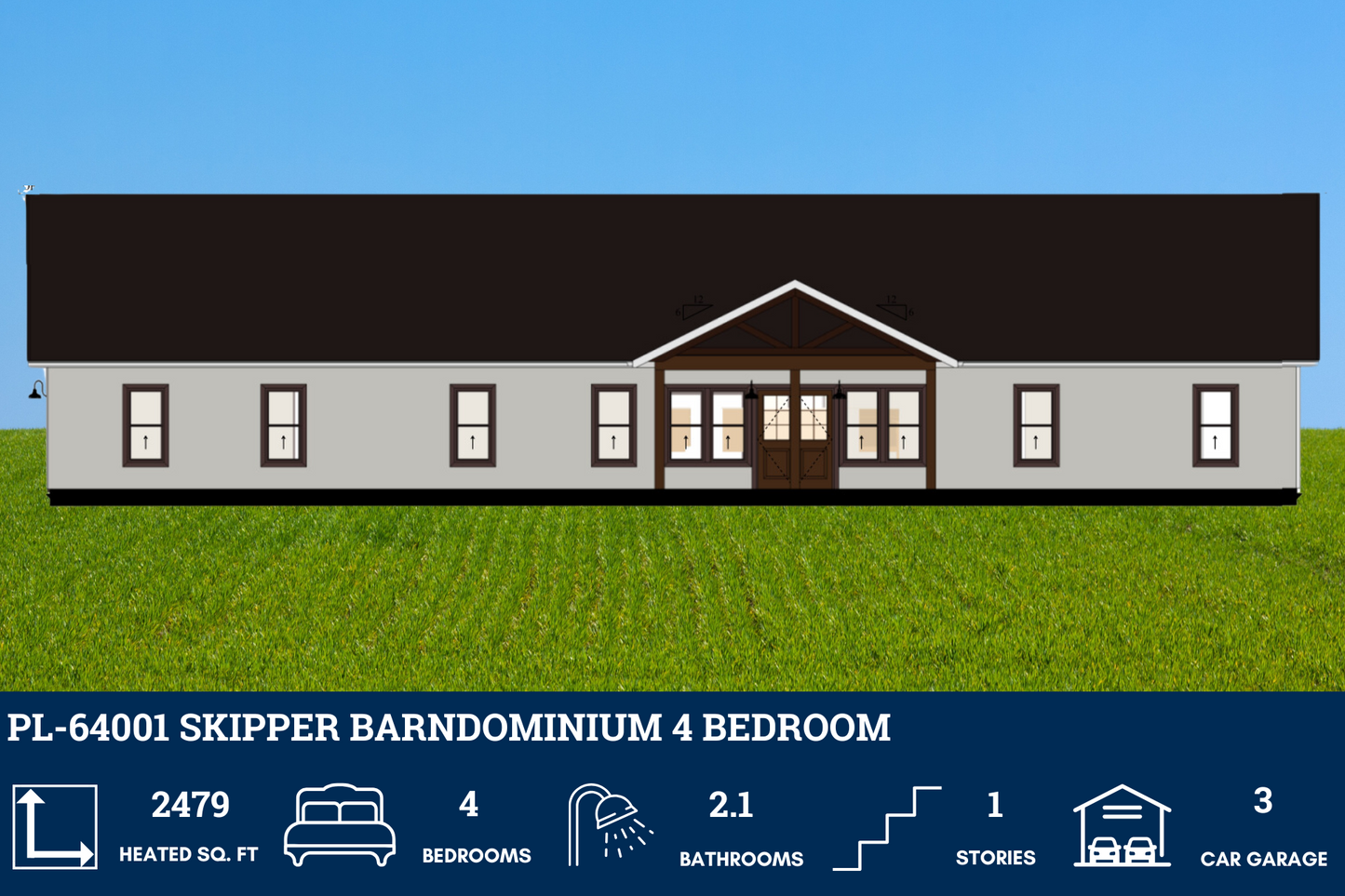 PL-64001 Skipper Barndominium House Plan