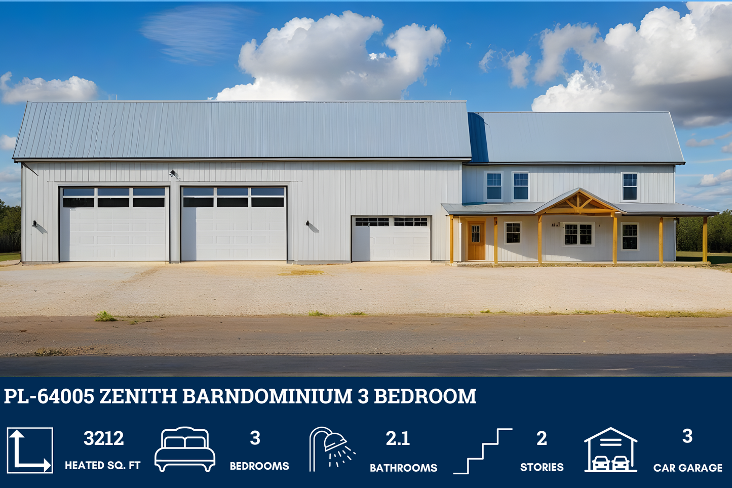 PL-64005 Zenith Barndominium House Plan