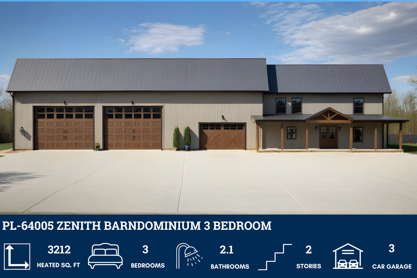 PL-64005 Zenith Barndominium House Plan